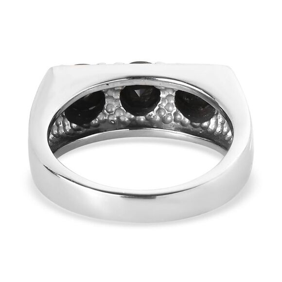 Thai Black Spinel 3 Stone Mens Ring size 12 NWT - Picture 6 of 9